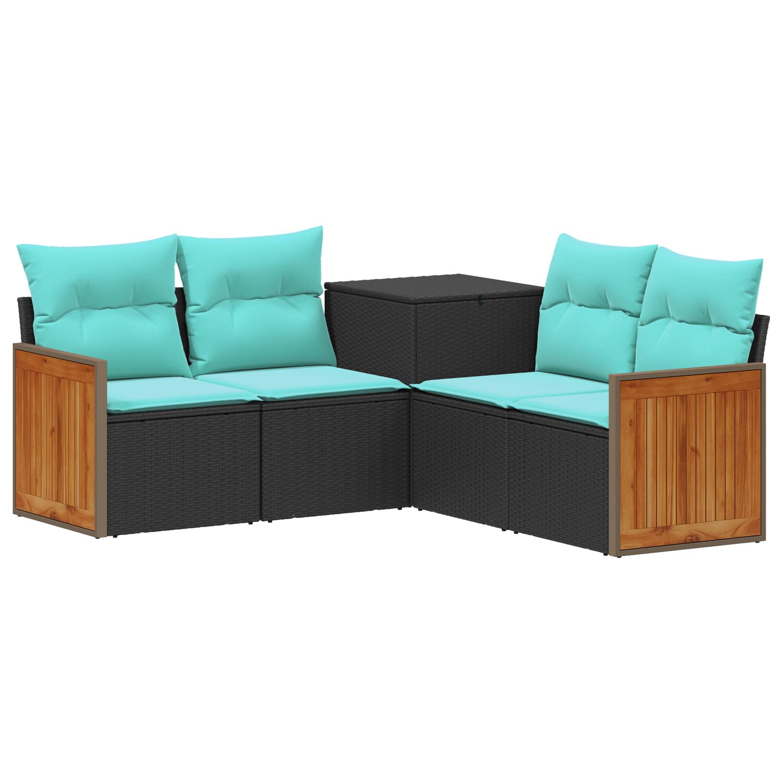 Sofa Set 5 Stk. Schwarz Und Blau 176 X 176 X 85 Cm Vidaxl