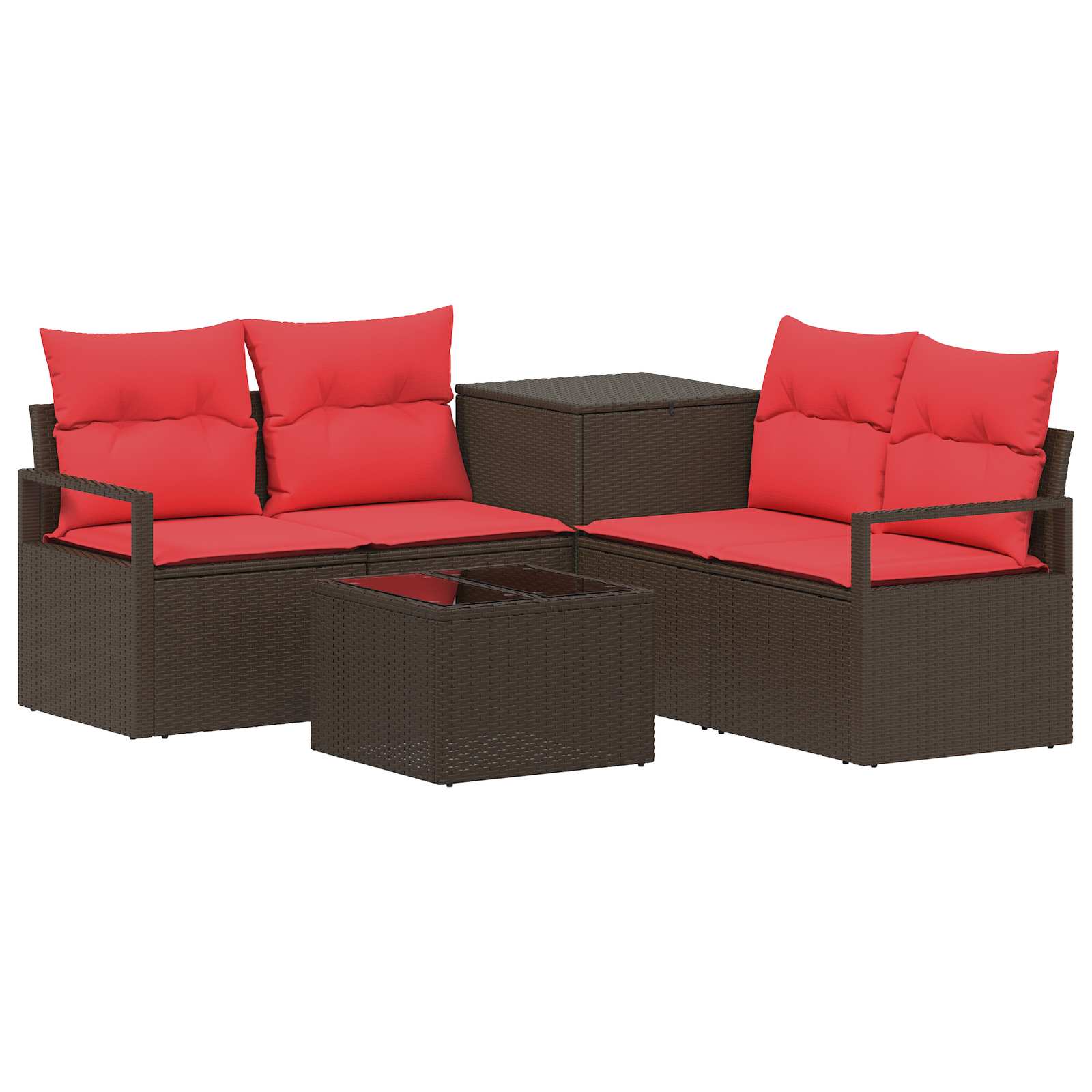 Sofa Set 6 Stk. Braun Und Rot 55 X 55 X 37 Cm Vidaxl