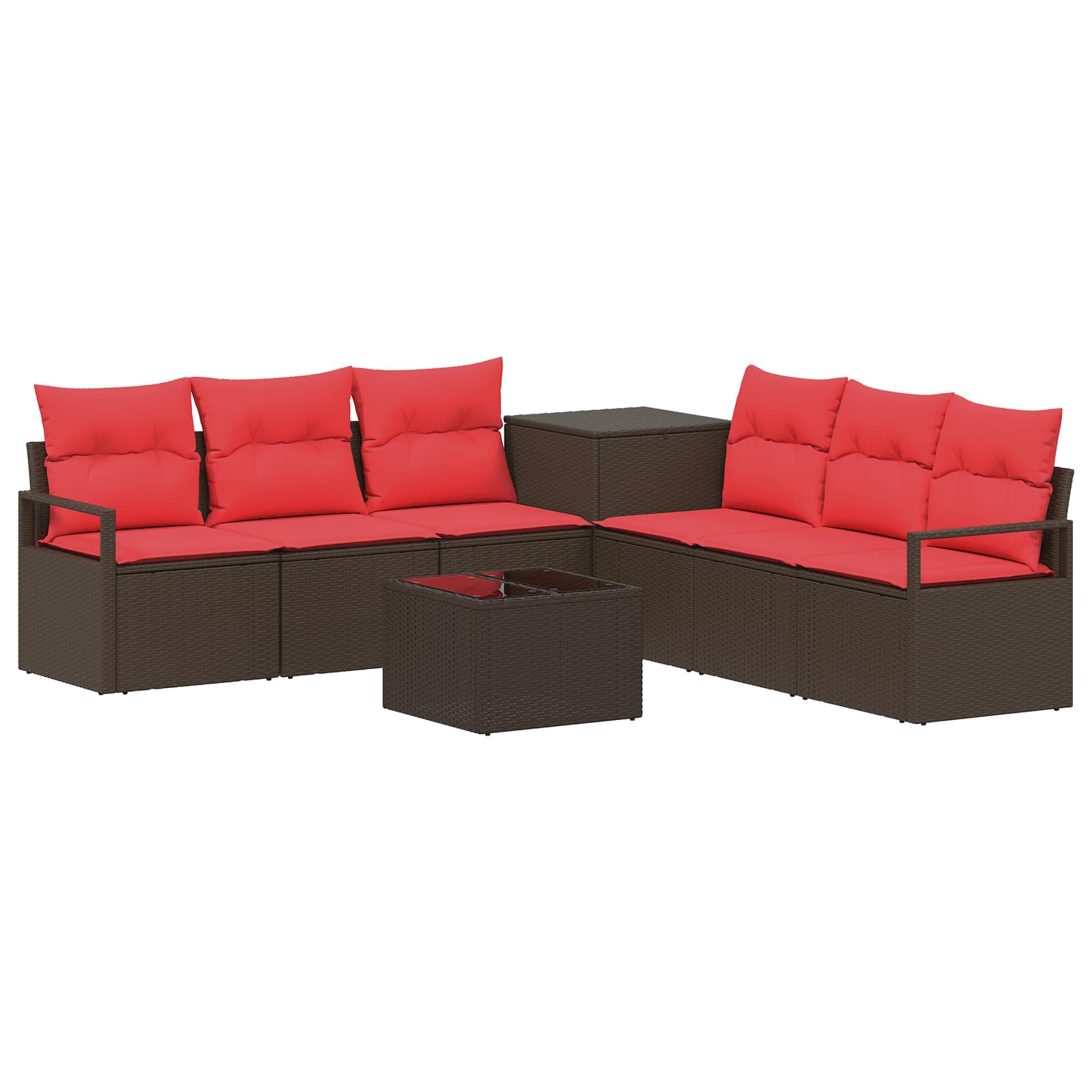 Sofa Set 8 Stk. Braun Und Rot 55 X 55 X 37 Cm Vidaxl