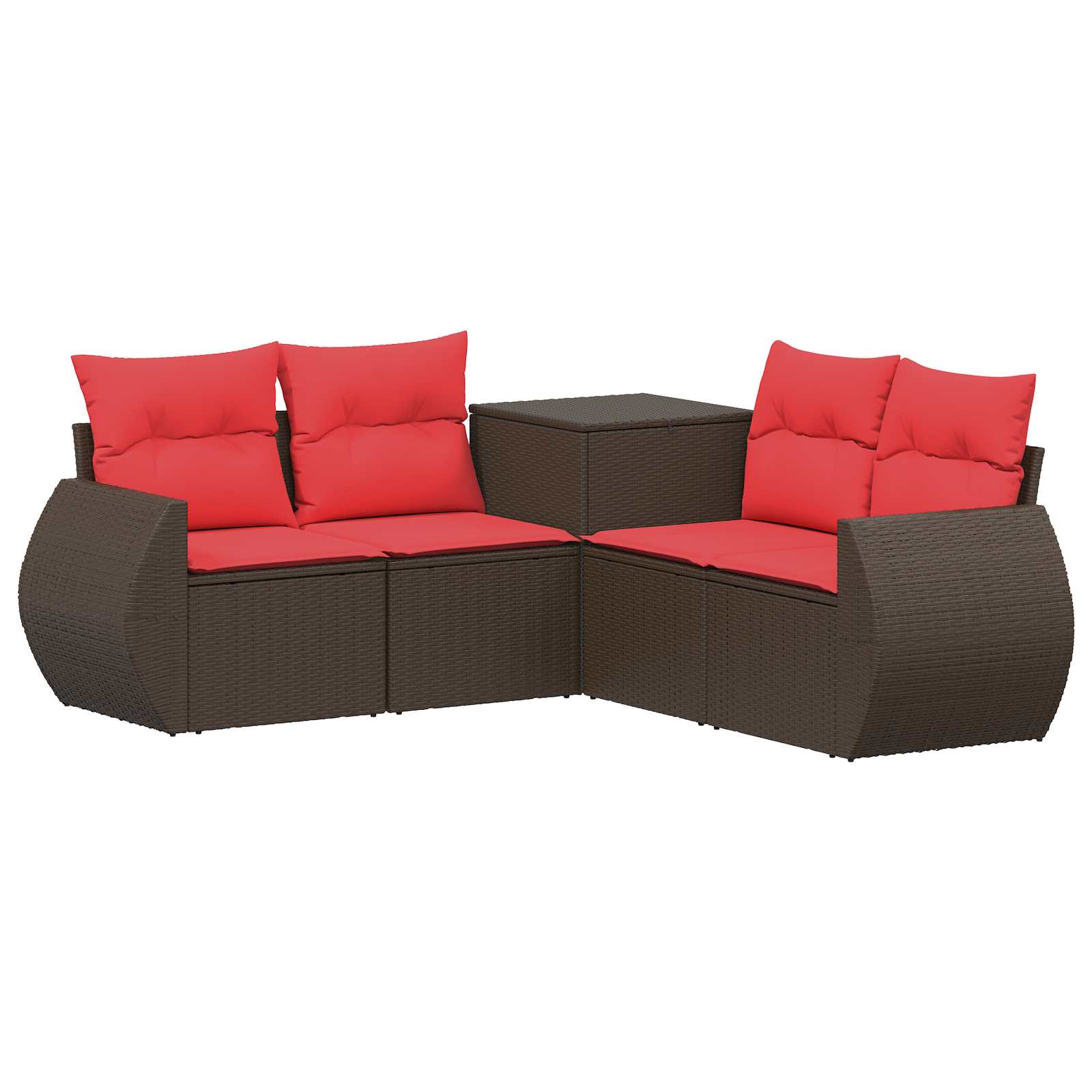 Sofa Set 5 Stk. Braun Und Rot 188 X 188 X 85 Cm Vidaxl