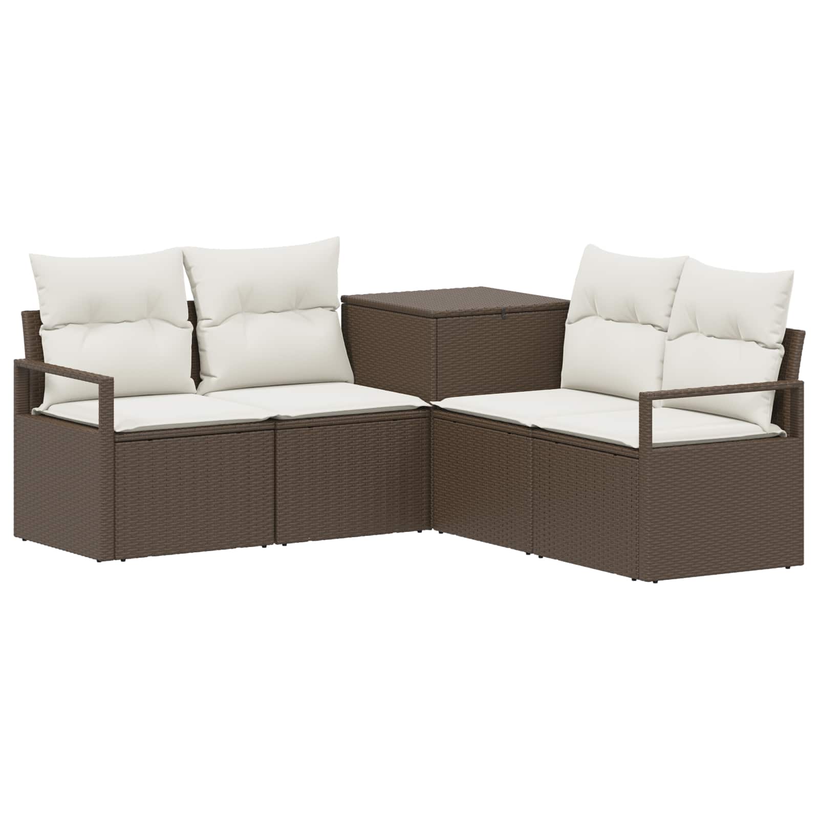 Sofa Set 5 Stk. Braun Und Creme Weiß 177 X 177 X 85 Cm Vidaxl