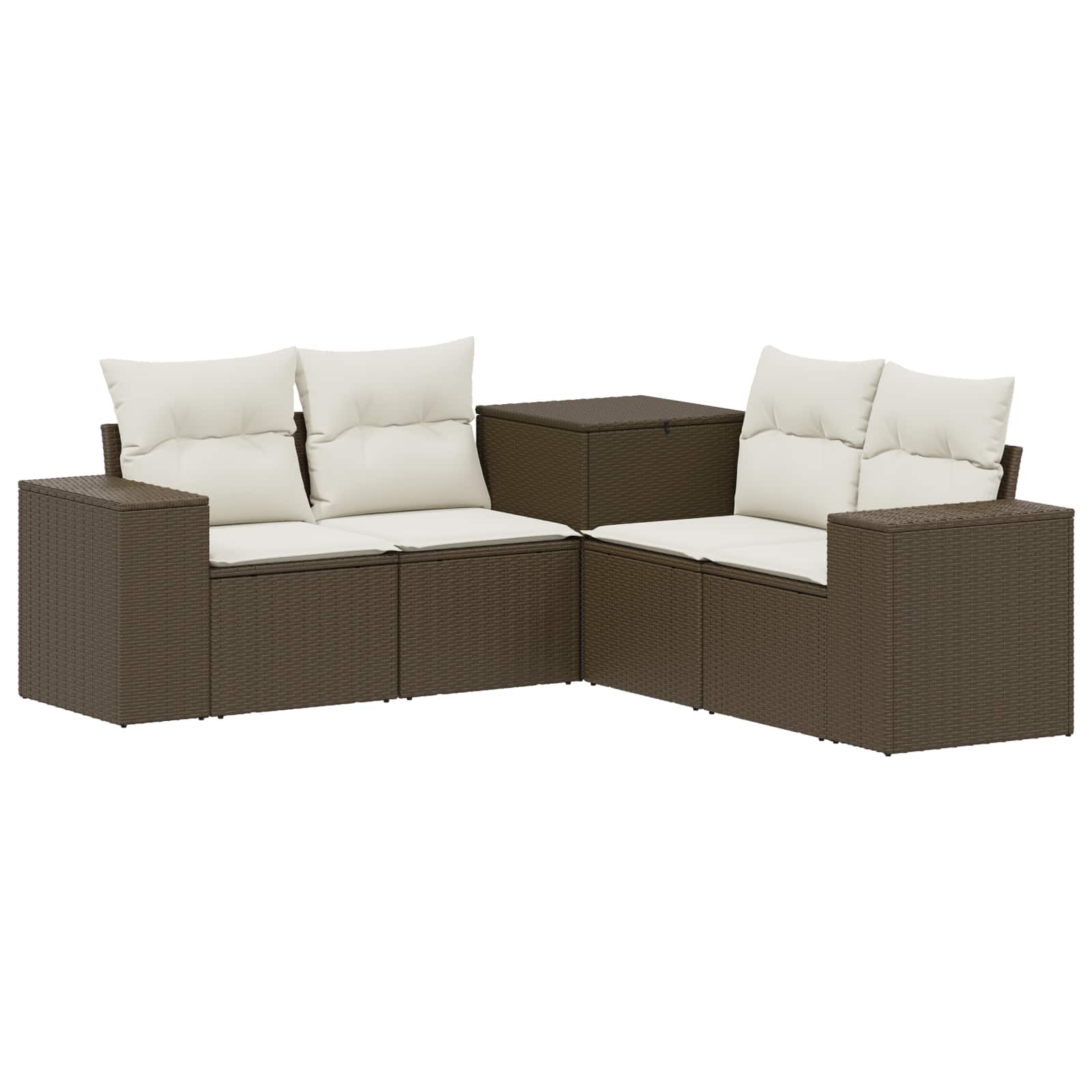 Sofa Set 5 Stk. Braun Und Creme Weiß 200 X 200 X 85 Cm Vidaxl