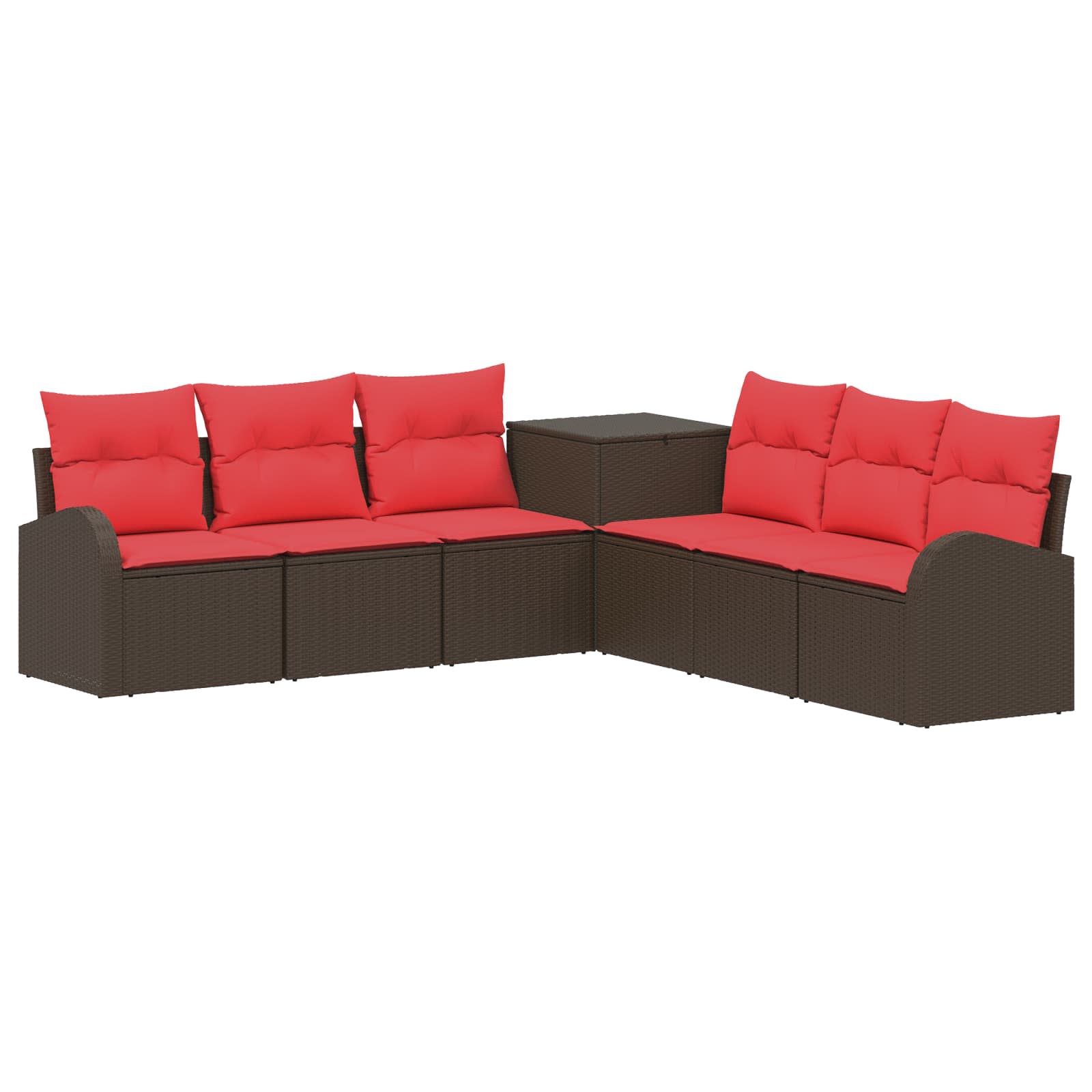 Sofa Set 7 Stk. Braun Und Rot 124 X 62 X 69 Cm Vidaxl