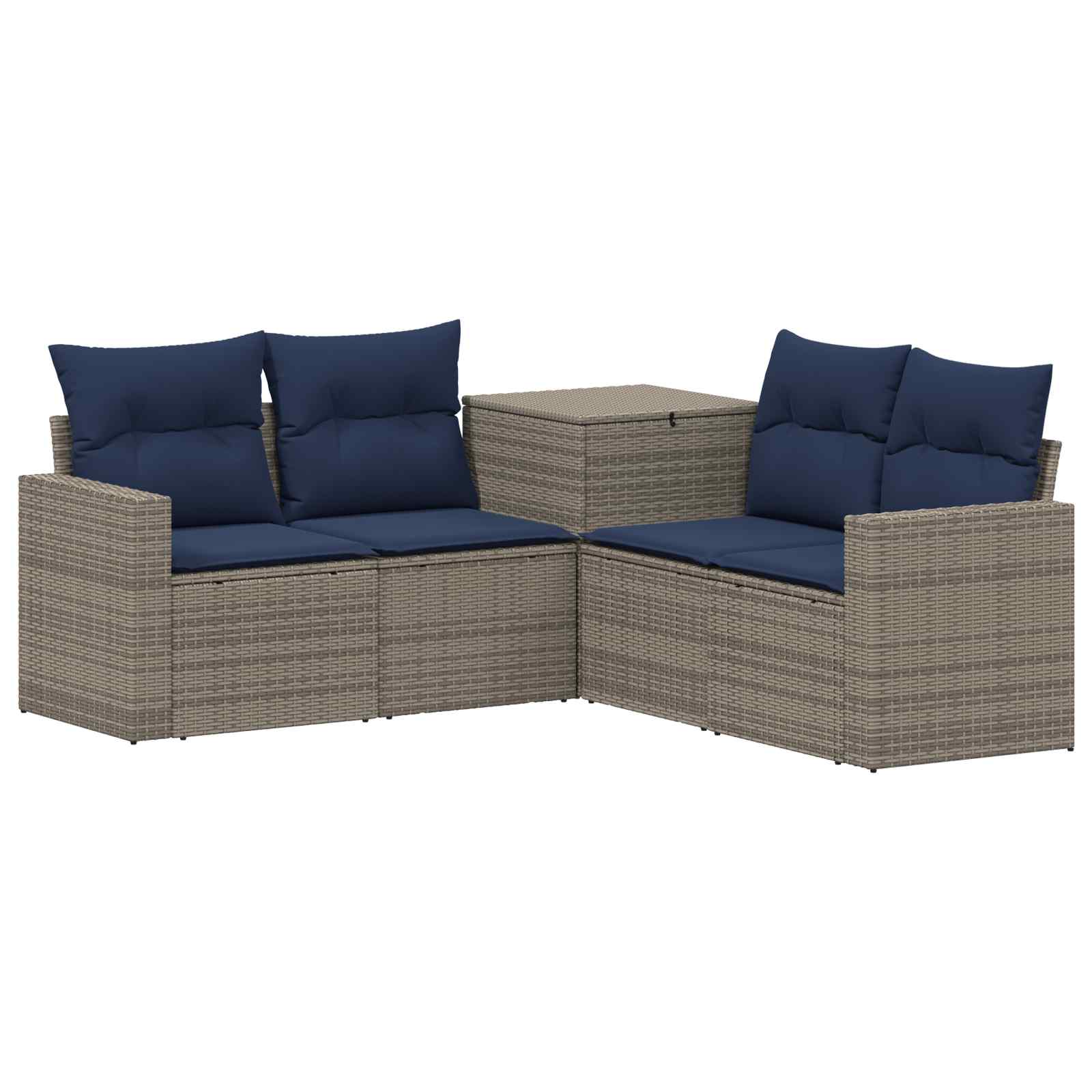 Sofa Set 5 Stk. Grau Und Marineblau 182,5 X 182,5 X 85 Cm Vidaxl