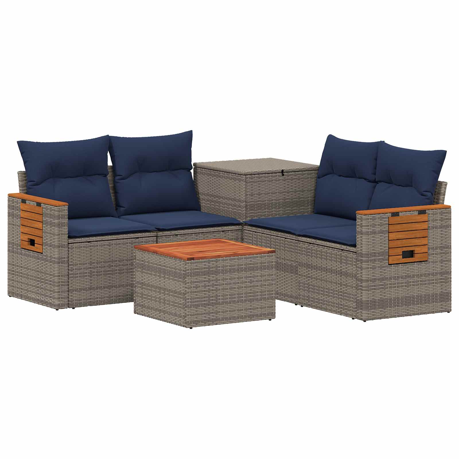 Sofa Set 6 Stk. Grau Und Marineblau 55 X 55 X 37 Cm Vidaxl