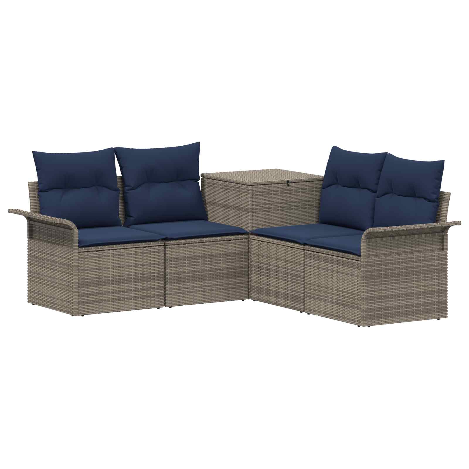 Sofa Set 5 Stk. Grau Und Marineblau 187,5 X 187,5 X 85 Cm Vidaxl