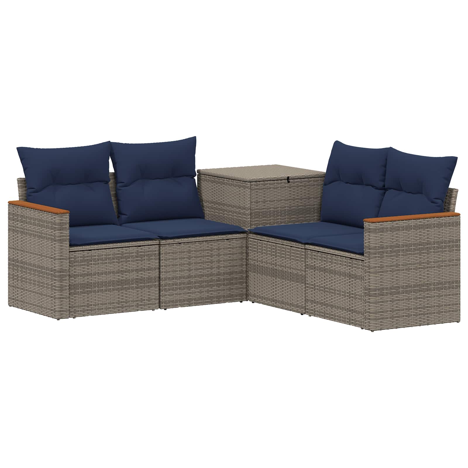 Sofa Set 5 Stk. Grau Und Marineblau 179 X 179 X 85 Cm Vidaxl