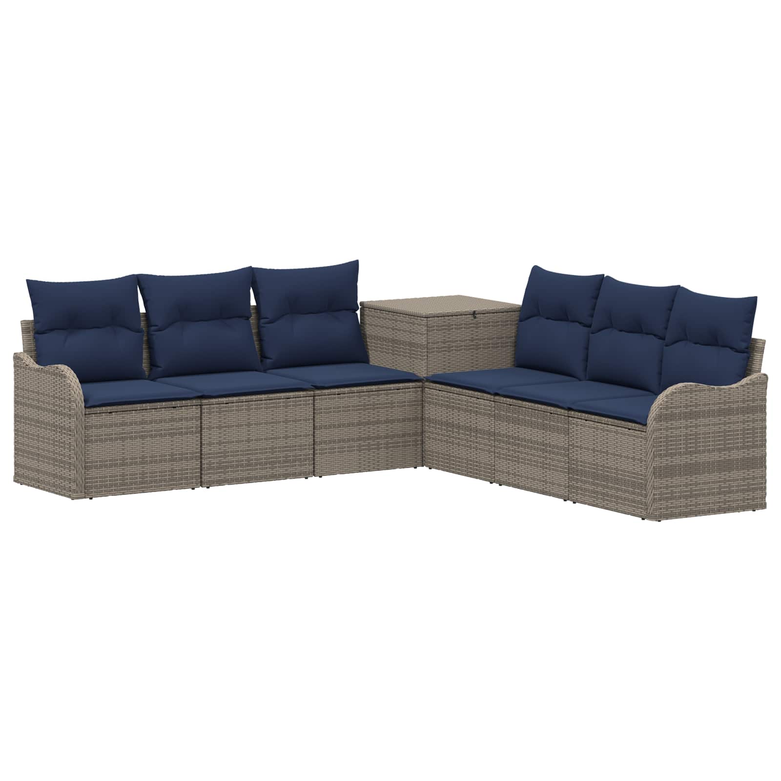 Sofa Set 7 Stk. Grau Und Marineblau 121 X 62 X 69 Cm Vidaxl