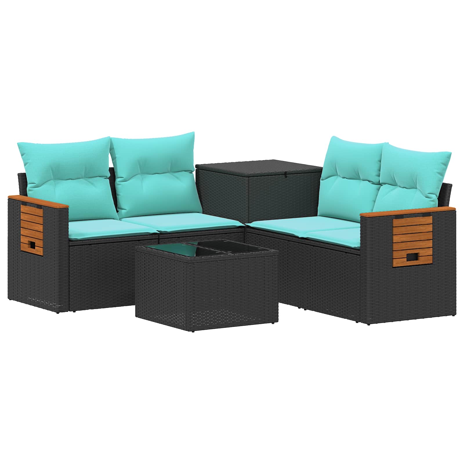 Sofa Set 6 Stk. Schwarz Und Blau 55 X 55 X 37 Cm Vidaxl