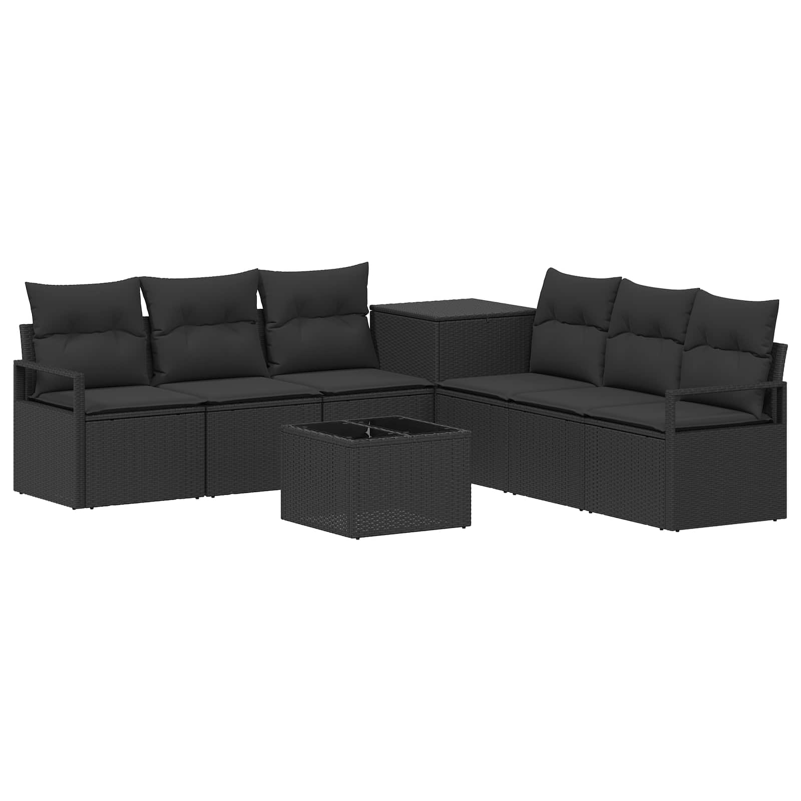 Sofa Set 8 Stk. Schwarz 55 X 55 X 37 Cm Polyrattan Und Stahl Vidaxl