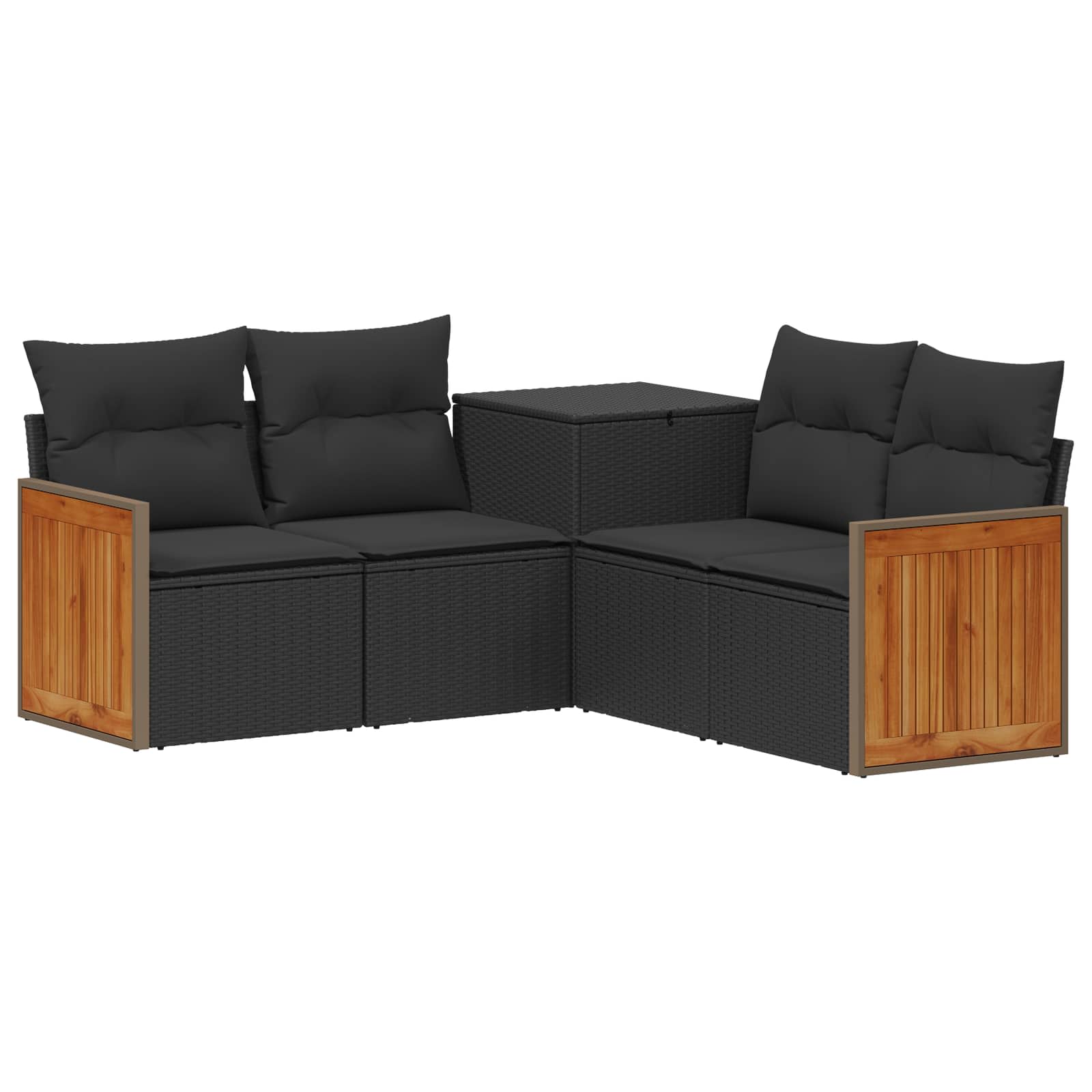Sofa Set 5 Stk. Schwarz 176 X 176 X 85 Cm Polyrattan Und Stahl Vidaxl
