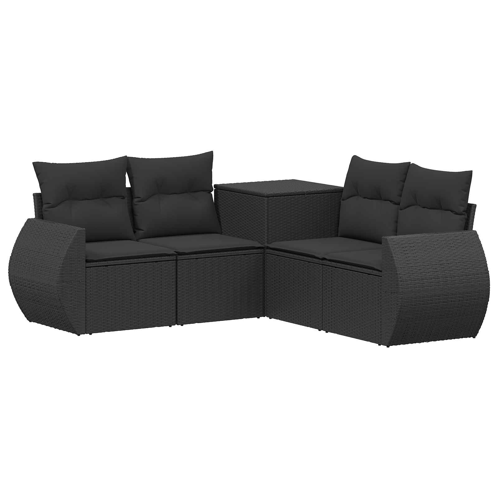 Sofa Set 5 Stk. Schwarz 188 X 188 X 85 Cm Polyrattan Und Stahl Vidaxl