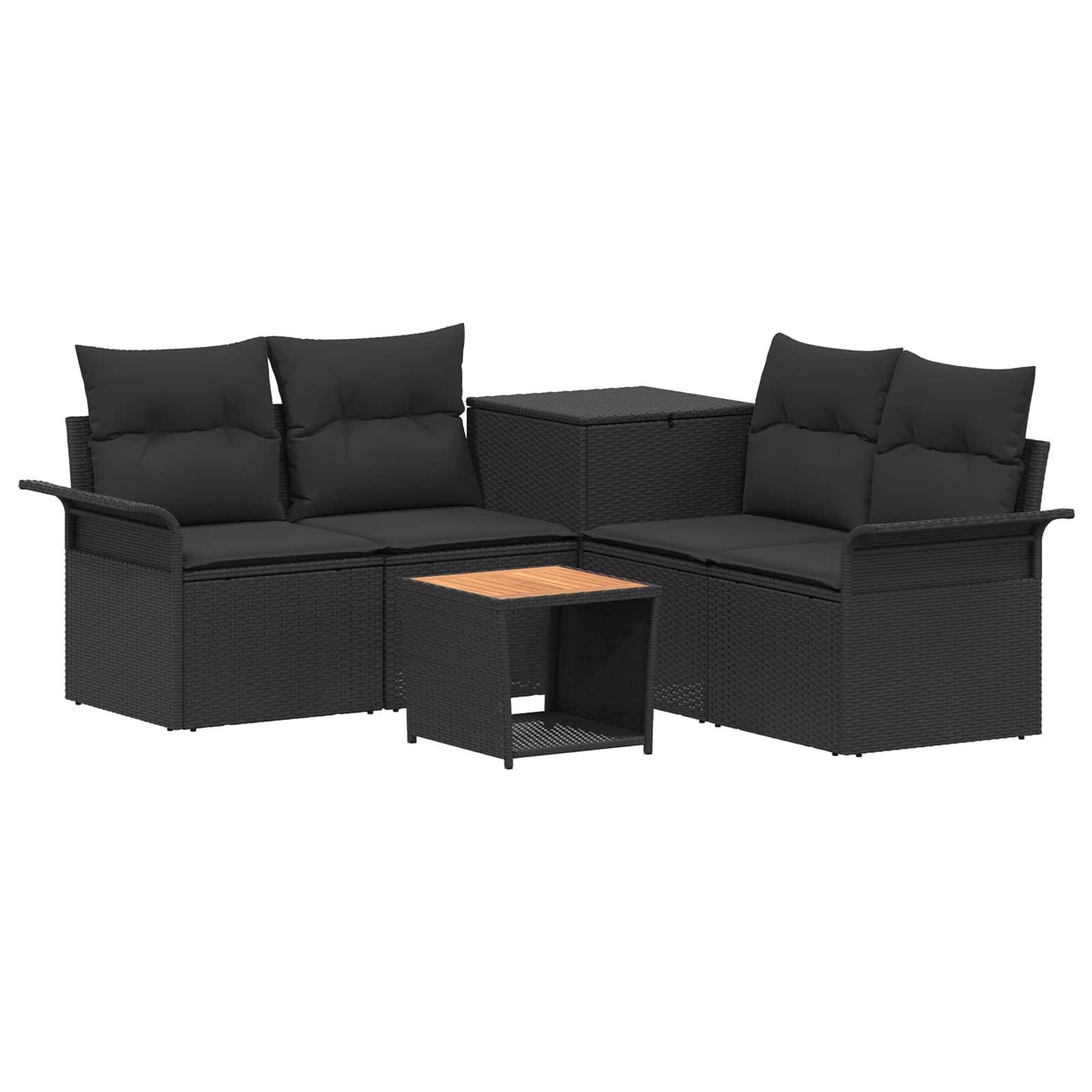 Sofa Set 6 Stk. Schwarz 45 X 45 X 40 Cm Polyrattan Und Stahl Vidaxl