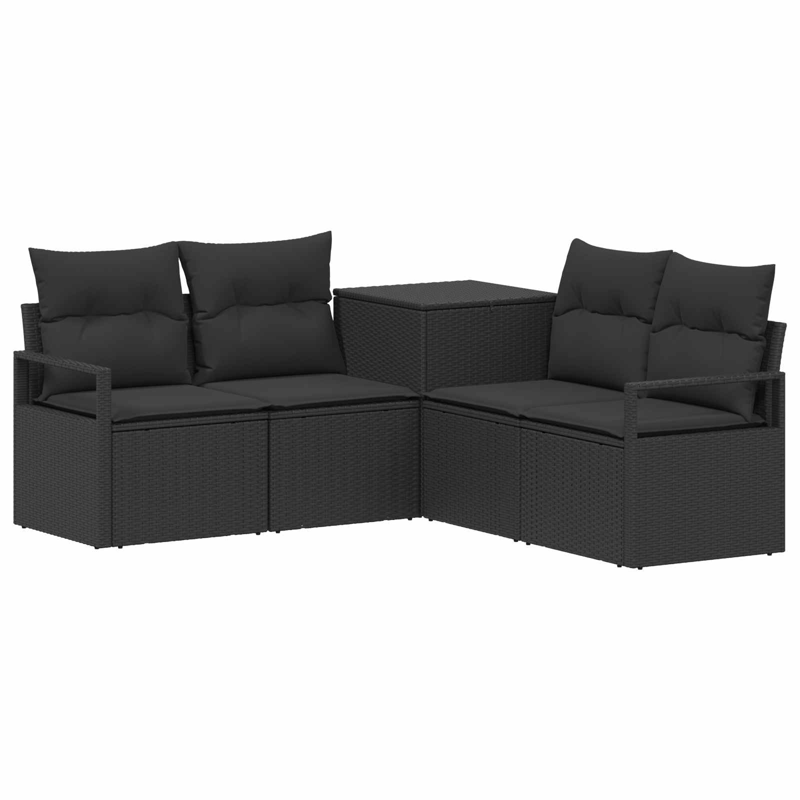 Sofa Set 5 Stk. Schwarz 177 X 177 X 85 Cm Polyrattan Und Stahl Vidaxl