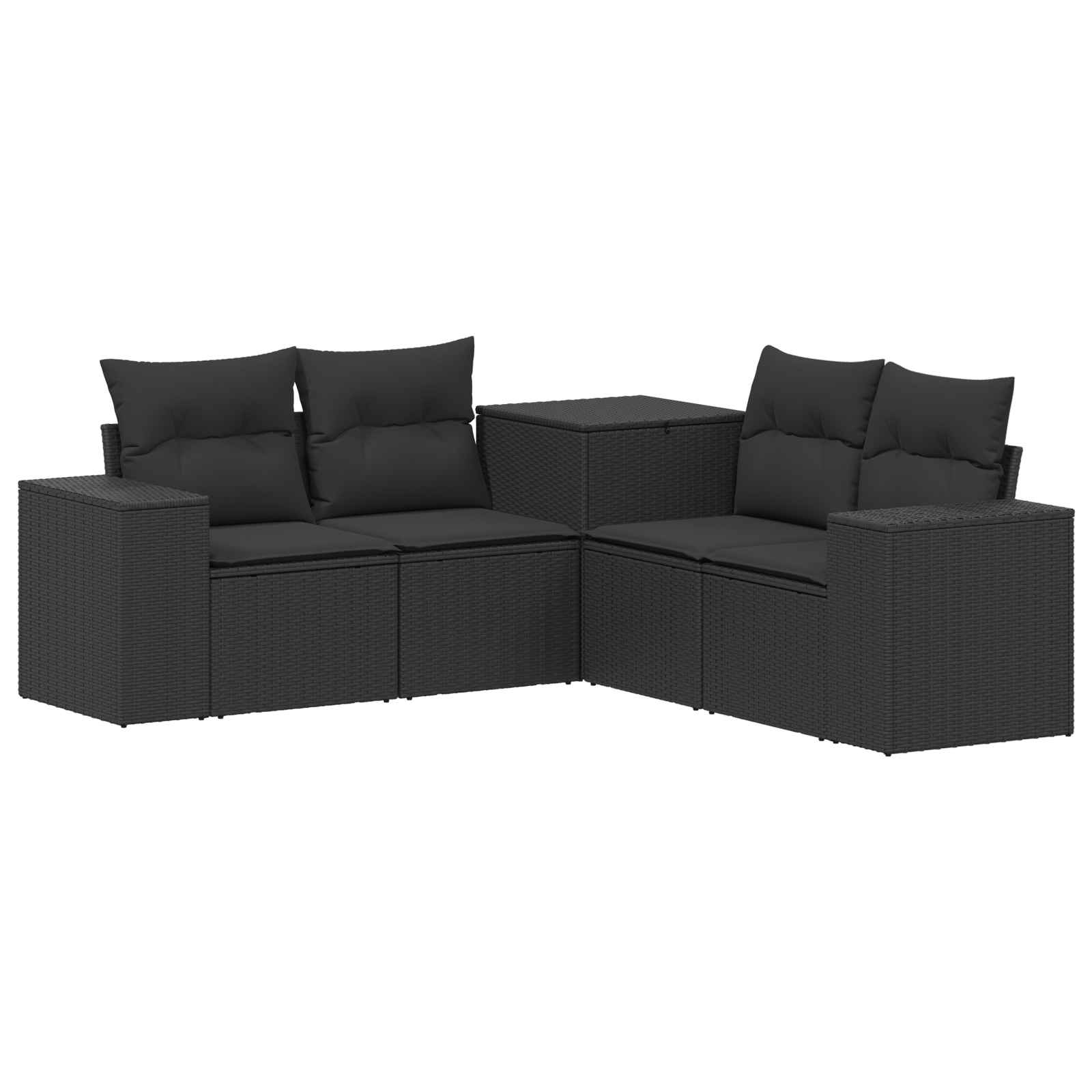 Sofa Set 5 Stk. Schwarz 200 X 200 X 85 Cm Polyrattan Und Stahl Vidaxl