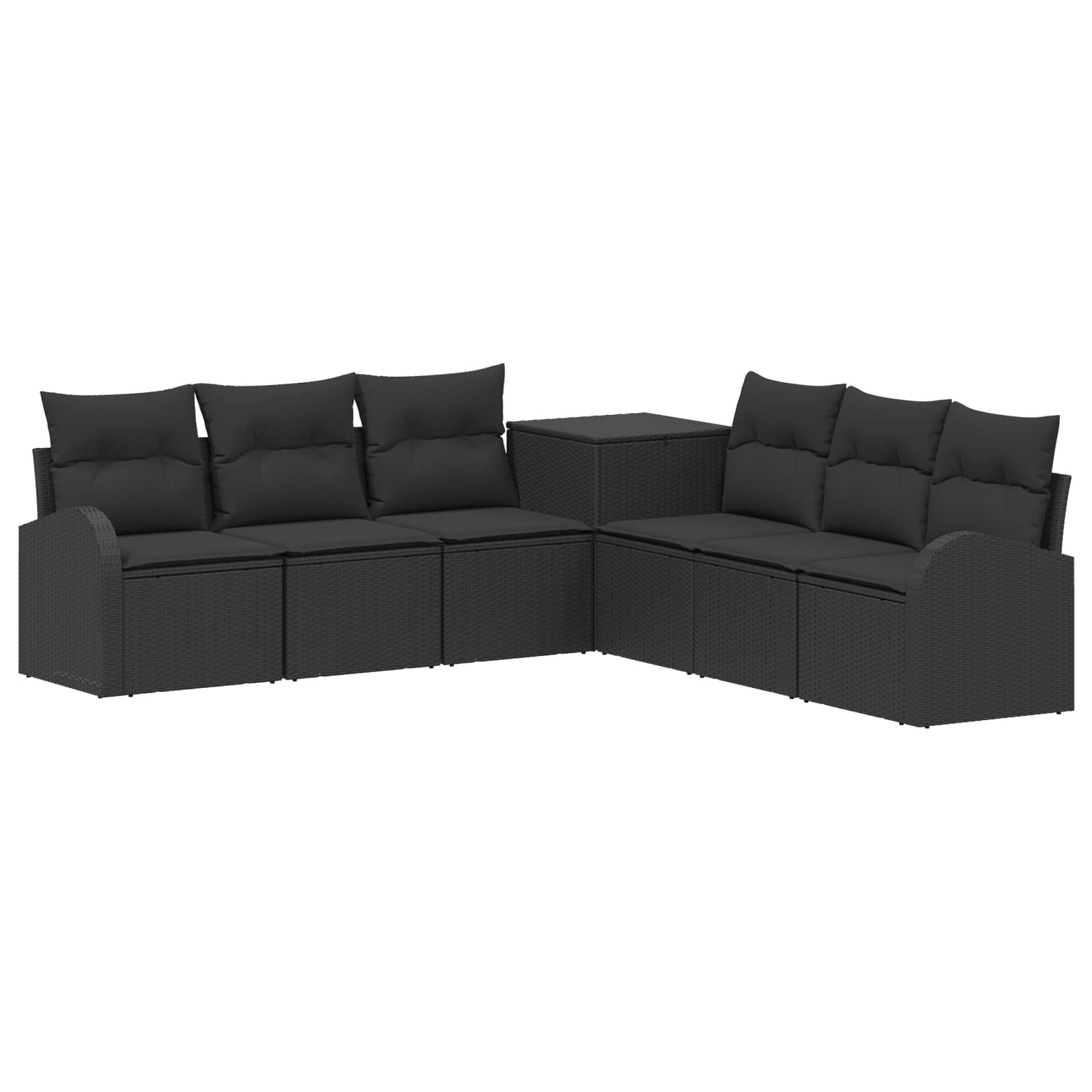Sofa Set 7 Stk. Schwarz 124 X 62 X 69 Cm Polyrattan Und Stahl Vidaxl