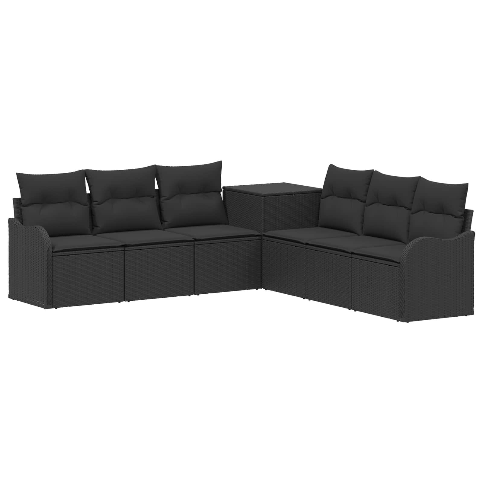 Sofa Set 7 Stk. Schwarz 121 X 62 X 69 Cm Polyrattan Und Stahl Vidaxl