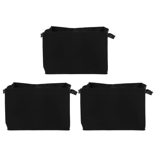 3-teiliges Pflanzsäcke-set Aus Vliesstoff Mit Griffen – Töpfe Für Gemüse, Tomaten, Kartoffeln Und Blumen – 55 X 35 X 35 Cm, Schwarz