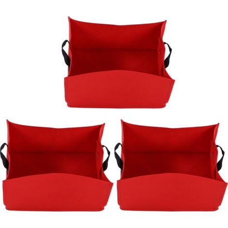 3er-pack Dicke, Vliesstoffbeschichtete Pflanzsäcke Für Gemüse Und Setzlinge, Mit Tragegriffen, Rot-rosa, 40 X 30 X 20 Cm