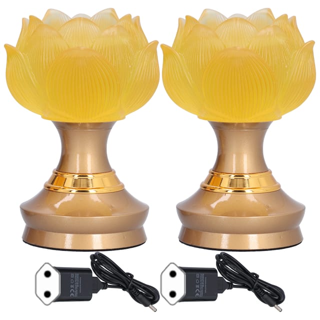 2-teilige Led-buddha-lotuslampe, Gebetsleuchte Mit Farbenfroher Glasurimitation, Buddhistisches Zubehör Für Die Heimmeditation, Eu-stecker 100–240 V
