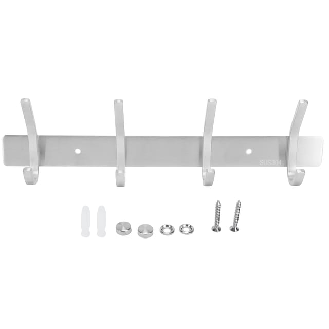 Wandgarderobe Mit 4 Haken, Gebürsteter Edelstahl 304, Zur Wandmontage Für Bad Und Eingangsbereich, Modernes Design, Inklusive Schnellmontage