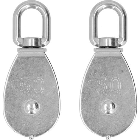 Pulley Block - Stainless Steel Single Sheave - For Wire Rope Lifting And Towing - M50 Thread - 2 Pieces