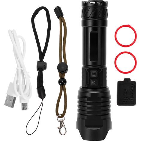 Flashlight - Rechargeable Zoom Torch - Adjustable Focus - Aluminum Alloy Body - 2500 Lm - Outdoor Portable - 1 Piece
