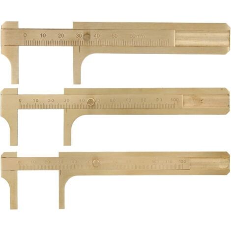 Pied À Coulisse En Laiton Pied À Coulisse En Acier Inoxydable Calibre Coulissant Vernier Étrier De Poche Règle Outil De Mesure Mini Règle De Poche En Laiton(120mm Length) Handcraft Tools