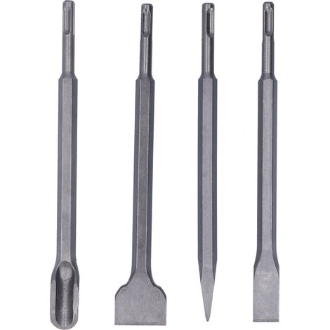 4pcs Sds Plus Chisel Set 40cr Steel 250mm For Tile Removal Concrete Grooving Hammer Drill