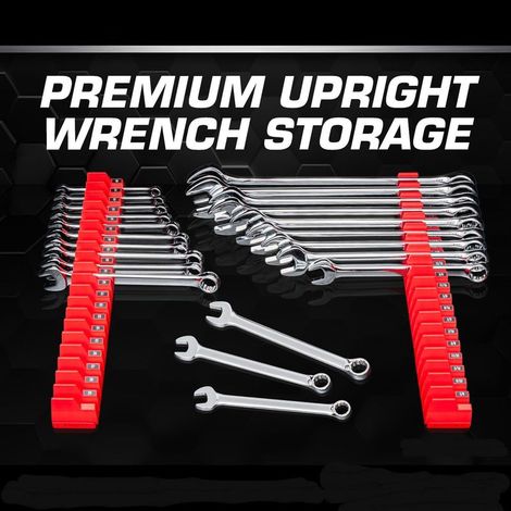 [wrench Organizer] Multifunctional Modular Storage Organizer For Wrench Sets And Adjustable Wrenches, Plastic Space-saving Holder, Red Color
