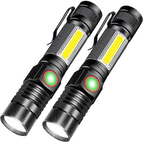Led Rechargeable Flashlight, Usb Flashlight (with 2 Packs Of 18650 Batteries)