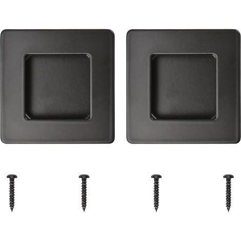 Set Aus 2 Eingelassenen Edelstahl-griffen Für Schiebetüren Mit Quadratischem Seitenloch Für Schubladen, Kommoden Und Schränke, Matt Schwarz, 70 Mm