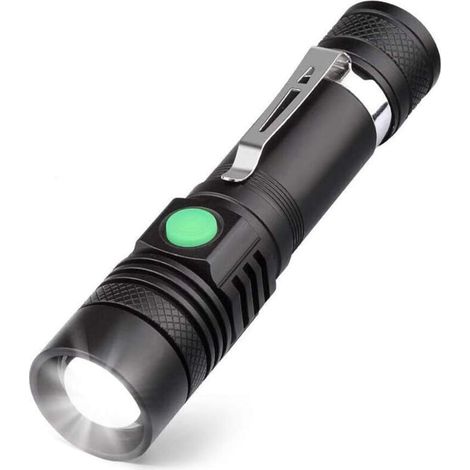 Led-taschenlampe Wiederaufladbar Usb, 600 Lumen Taschenlampe, Ip65 Wasserdicht, 4 Leuchtmodi, Verstellbare Zoom-taschenlampe Für Haushalt, Camping, Wandern, Notfälle (akku Enthalten)