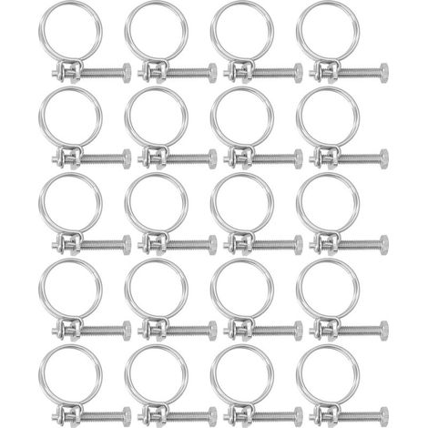Collier De Serrage À Double Fil 201 Stainless Steel Anti Corrosion Adjustable Hose Clamps16-19mm (20 Pièces)
