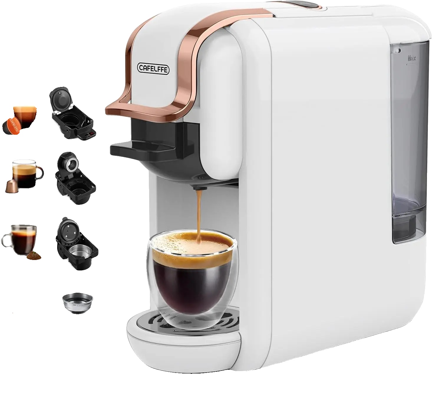 Kapselkaffeemaschine, Heiß-/kaltbrühfunktion, Automatische Abschaltung, Weiß, Eu