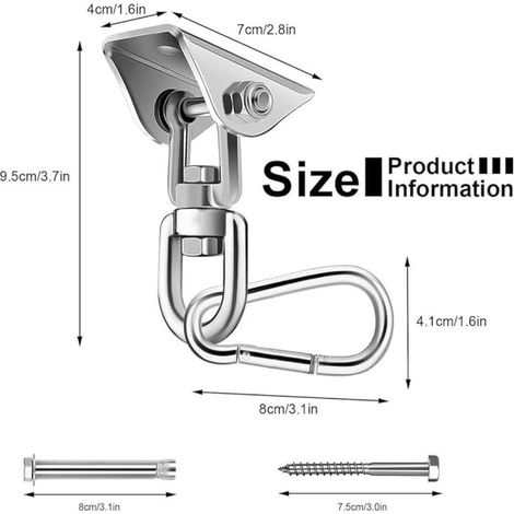1 X Stainless Steel 360° Silent Rotation Swing Hook With Screw,holds Up To 450 Kg,for Hanging Chair,hanging Chair,swing