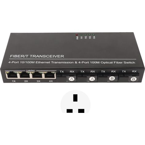 Commutateur Optique Ethernet 8 Ports Sfp, 10/100m Auto-adaptatif, Indicateur Led, Plug And Play, Pour Réseau, 100-240v Avec Prise Uk.