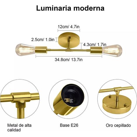 Bathroom Wall Lamp Metal Vanity Fixture For E26 Head Dressing Room Living Restaurant Gold 2pcs