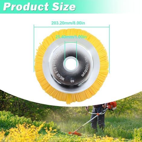 200mm X 25.4mm Nylon Brush Head For Brushcutter, Universal Round Weeding Brush Kit Easy To Install And Efficient Weeding