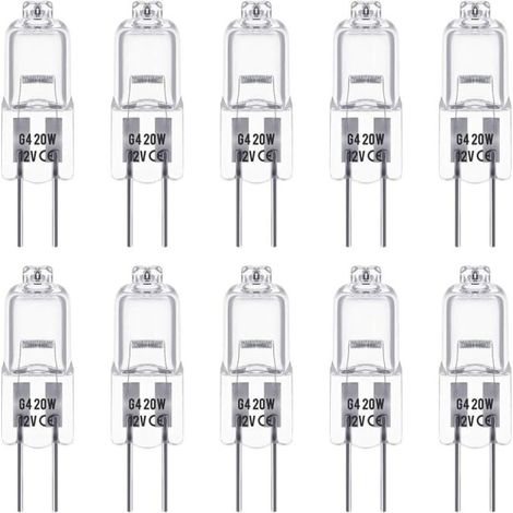 G4 Halogenlampor, 12v 20w, Varmvit 3000k, 350lm, Dimbar, Klar, 10 St.
