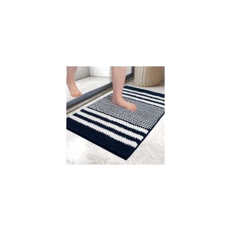 Tapis De Bain,tapis Salle De Bain Antidérapant Absorbant,tapis De Bain Chenille Microfibre Moelleux,lavable En Machine, 40 X 60 Cm,bleu Marine