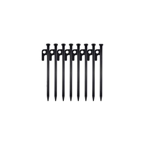 Piquets De Tente Robustes, 8 Pièces 20cm Piquet De Camping, Sardines Camping Avec Crochet Et Trou, Piquet De Fixation Pour Tente, Noir Piquets D'Auvent, Piquets De Tente En Acier Forgé