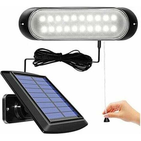 Lampe Solaire À Détecteur De Mouvement, 20 Led Amovibles, Câble De 5 M, Utilisation Intérieure/extérieure, Étanche, Avec Interrupteur À Tirette, Idéale Pour Le Jardin, L'Abri De Jardin, La Chambre Et
