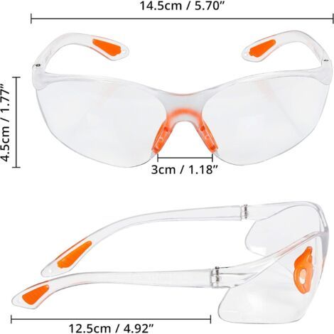 Lot De 15 Lunettes De Sécurité Transparentes - Lunettes De Protection Avec Verres En Plastique, Pont-de-nez Et Embouts De Branches En Caoutchouc Pour Plus De Confort - Lunette Transparente Pp