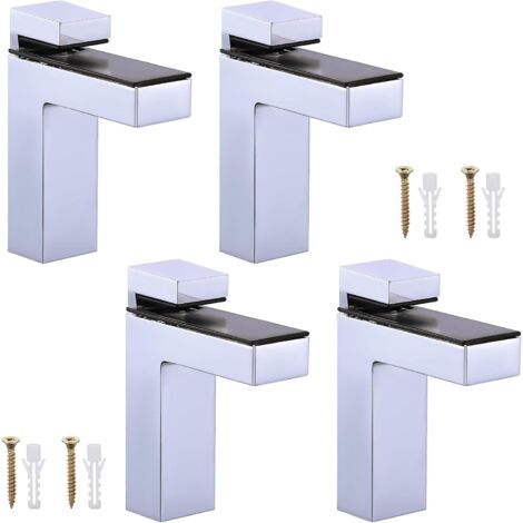 4pack Support De Tablette En Verre En Bois Réglable Support De Tablette En Alliage De Zinc Solide Support De Verre En Bois Pour Étagère De 5-30 Mm D'Épaisseur