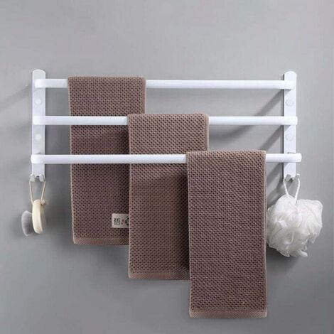 Porte-serviettes Mural Pour Salle De Bain, Blanc, 5021,515cm, Une Pièce, Barre Porte-serviettes En Aluminium, Trois Niveaux.