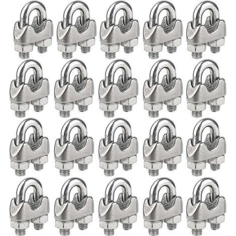20pcs M5 Wire Rope Clips, Stainless Steel Cable Clamp U-bolt Saddle Fixing Clip For Rigging Rope And Tension Cable ( 5mm)