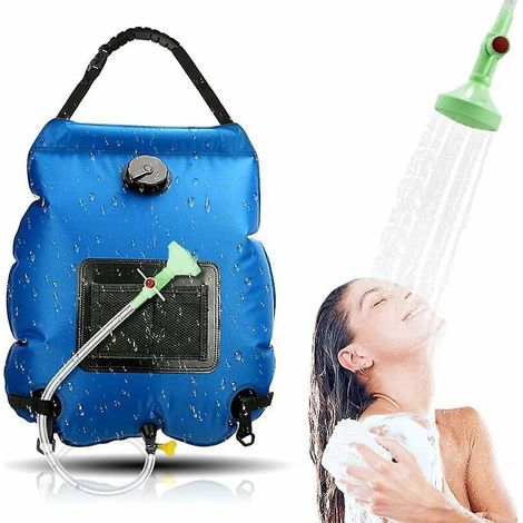 (blau) Solardusche Für Den Außenbereich, 20 L Solarset, Duschsack Mit Duschkopf, Gartendusche, Pooldusche, Warmwasser, Camping