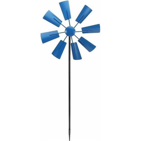 Blaue Windmühle Aus Metall, Gartenpfahl, Windspiel, Windskulpturen Für Terrasse, Garten, Rasen, Retro-außendekoration Für Hof Und Garten