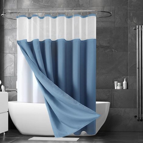 Duschvorhang 180 X 180 Cm, Blau, 2-lagig, Bedrucktes Polyester, Wasserdicht